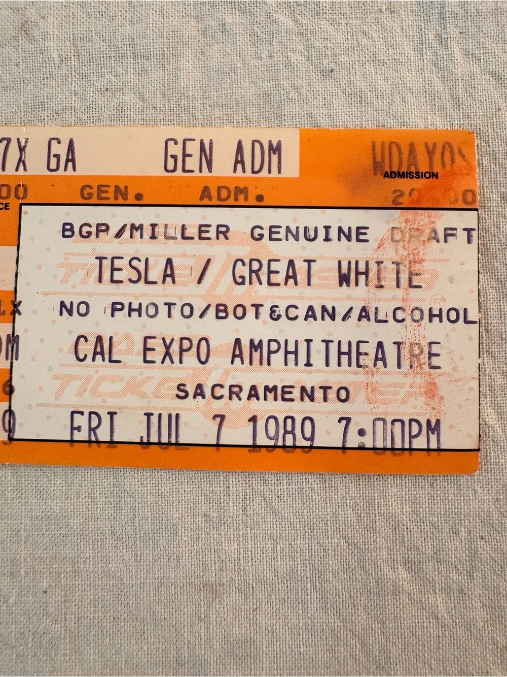 Vintage 1989 Tesla Great White Sacramento Heavy Metal Music Memorabilia